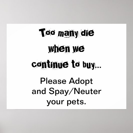 Poster Animaux de compagnie Adoption Stérilisation Surpop (Devant)