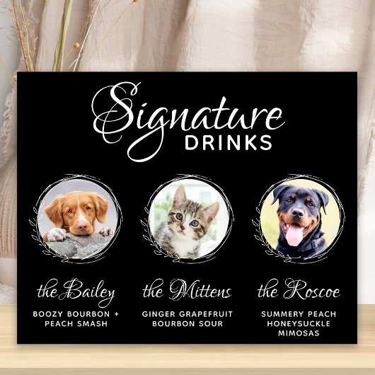 Poster Animaux de compagnie Signature Boissons Noir 3 Pho