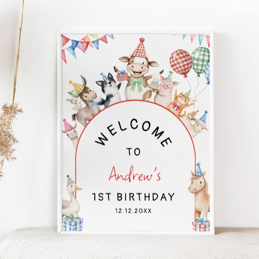 Poster Animaux de ferme Anniversaire Barnyard Bienvenue