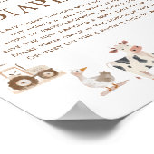 Poster Animaux de ferme Baby shower Jeu tard la nuit Diap (Coin)