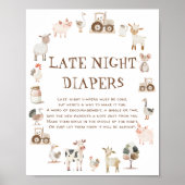 Poster Animaux de ferme Baby shower Jeu tard la nuit Diap (Devant)