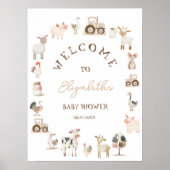 Poster Animaux de ferme Barnyard Neutre Baby shower Bienv (Devant)