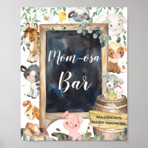 Poster Animaux de ferme Barnyard Vert Maman-osa Bar Signa