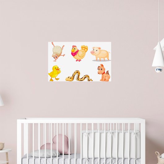 Poster Animaux de ferme et de compagnie mignons