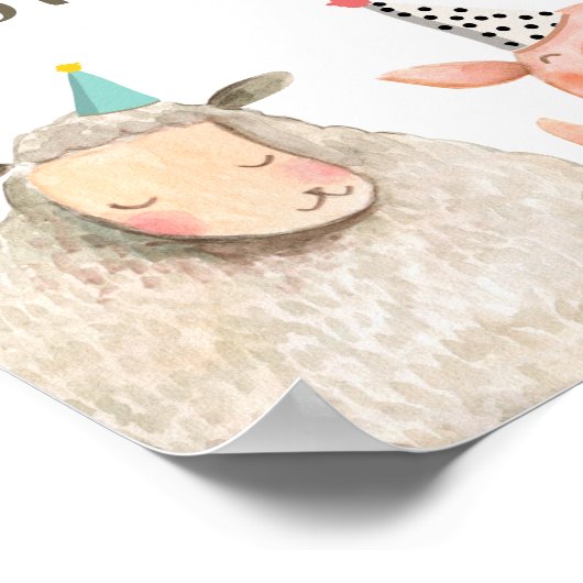 Poster Animaux de ferme Garçon fête d'anniversaire Grange (Coin)