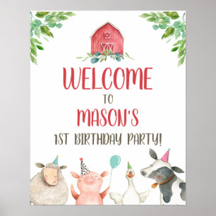Poster Animaux de ferme Garçon fête d'anniversaire Grange