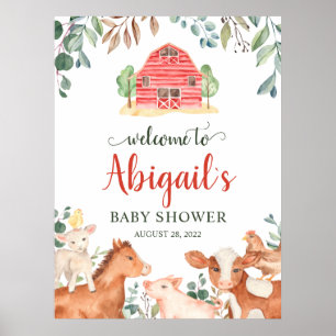 Poster Animaux de ferme Parade Baby shower de bienvenue P