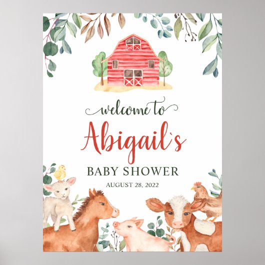 Poster Animaux de ferme Parade Baby shower de bienvenue P (Devant)