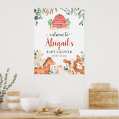 Poster Animaux de ferme Parade Baby shower de bienvenue P (Cuisine)