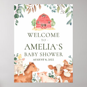 Poster Animaux de ferme Parade Baby shower de bienvenue P
