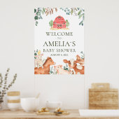 Poster Animaux de ferme Parade Baby shower de bienvenue P (Cuisine)