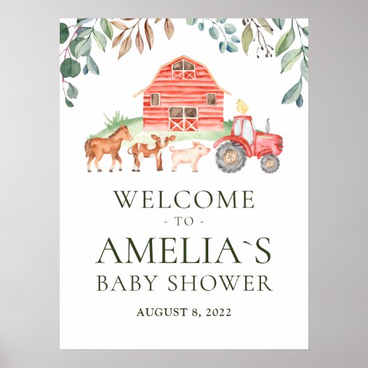Poster Animaux de ferme Parade Baby shower de bienvenue P (Devant)