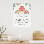 Poster Animaux de ferme Parade Baby shower de bienvenue P (Cuisine)