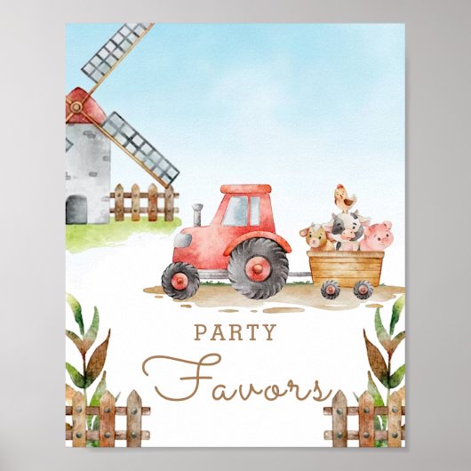Poster Animaux de ferme Premier anniversaire Fête Faveurs (Devant)