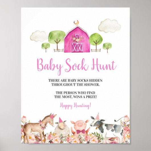 Poster Animaux de ferme rose Barnyard Baby Chasse de soja (Devant)