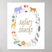 Poster Animaux de fête Anniversaire de fête Safari Snacks (Devant)