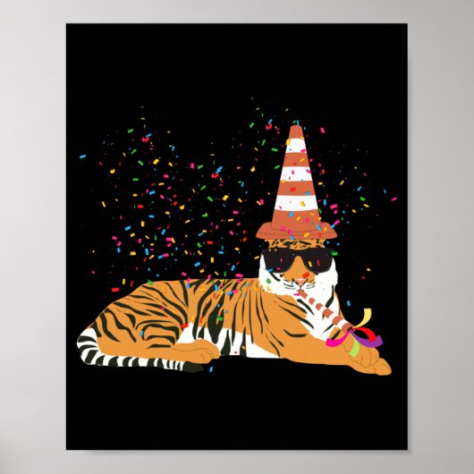 Poster Animaux de fête de tigre faisant la fête  (Devant)