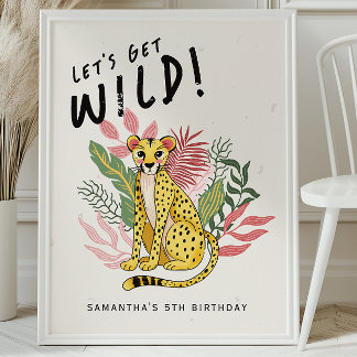 Poster Animaux de fête sauvage Guépard Bienvenue à l'anni