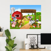 Poster Animaux de la ferme de dessin (Bureau à domicile)