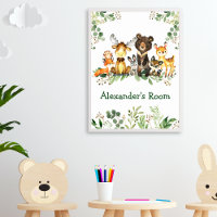 Animaux de la forêt de bois à l'aquarelle et verdu