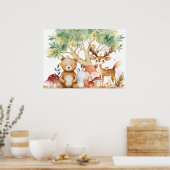 Poster Animaux de la forêt des bois de Whimsical (Cuisine)