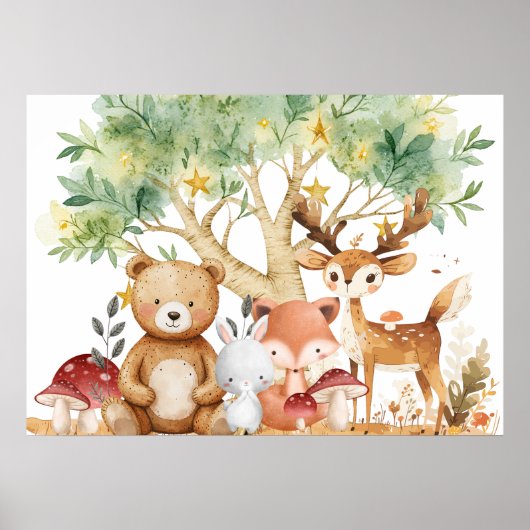 Poster Animaux de la forêt des bois de Whimsical (Devant)
