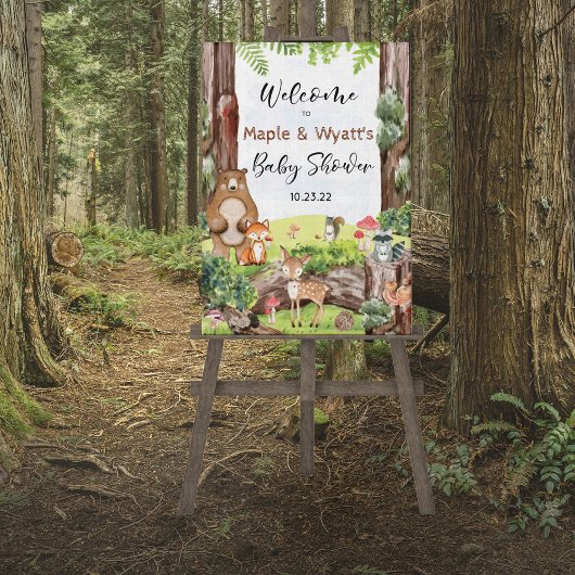 Poster Animaux de la forêt sur un panneau forestier