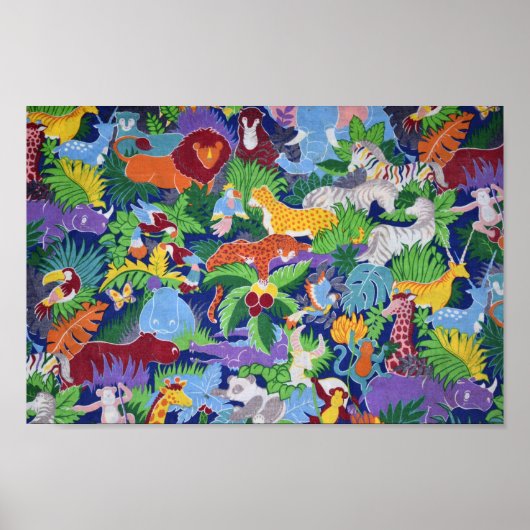 Poster Animaux de la jungle colorée (Devant)