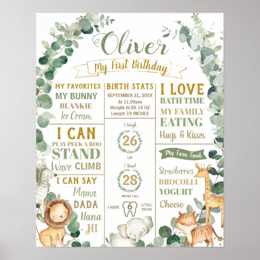 Poster Animaux de la jungle, étape importante de l'annive (Devant)