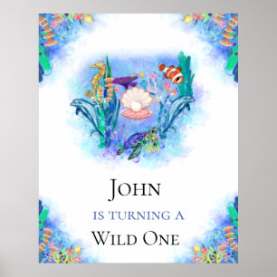 Poster Animaux de la mer Océanique Anniversaire