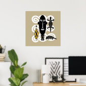 Poster animaux de la scène tribale authentique (Bureau à domicile)
