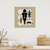 Poster animaux de la scène tribale authentique (Cuisine)