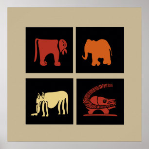 Poster animaux de la tribu africaine