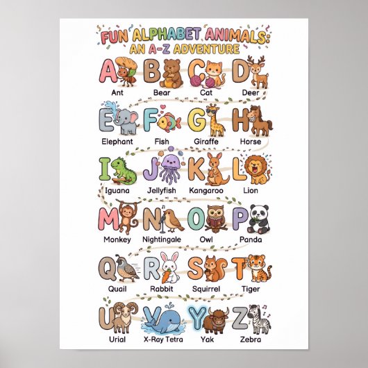 Poster Animaux de l'alphabet (Devant)