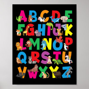 Poster Animaux De L'alphabet Abcs Zoo Enfants Garçons Fil