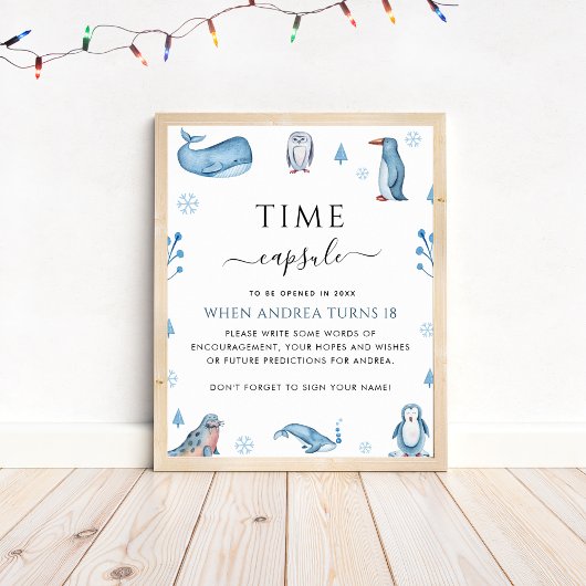 Poster Animaux de l'Arctique Hiver 1er anniversaire heure