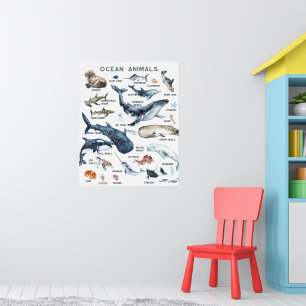 Poster Animaux de l'océan   Éducation Apprentissage Salle
