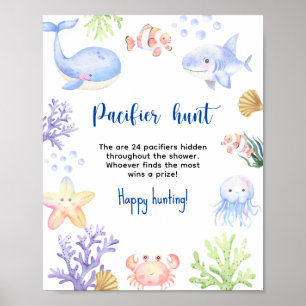 Poster Animaux de l'océan - Jeu de chasse à la tétine pou