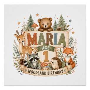Poster Animaux de Naissance Personnalisés en Bois avec No