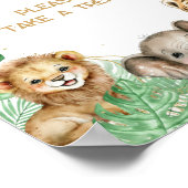 Poster Animaux de Safari Baby shower de verdure tropicale (Coin)