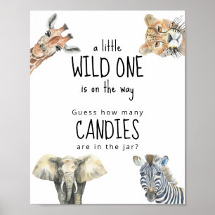 Poster Animaux de safari - Combien de bonbons y a-t-il da