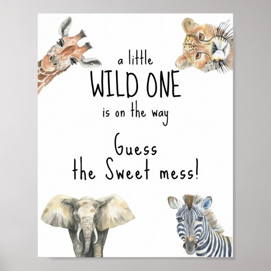Poster Animaux de safari - Devinez le doux désordre (Devant)