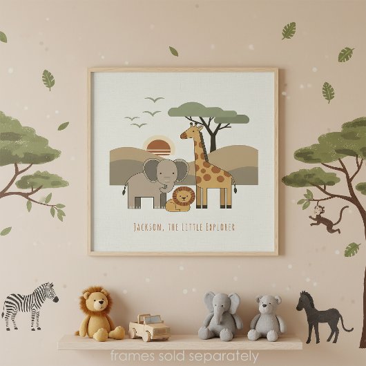 Poster Animaux de Safari Petit Explorateur Personnalisé I
