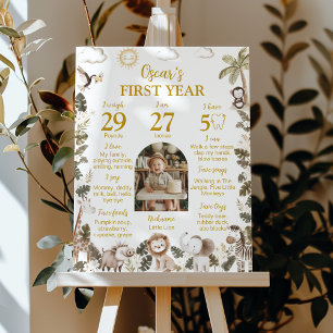 Poster Animaux de Safari Premier Anniversaire Sauvage Jal