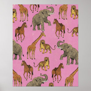 Poster Animaux de zoo vintage