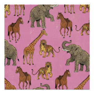 Poster Animaux de zoo vintage
