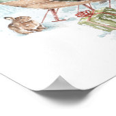 Poster Animaux des bois avec le Père Noël et son couleigh (Coin)