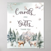 Poster Animaux des bois Cerfs Cartes et cadeaux d'hiver (Devant)