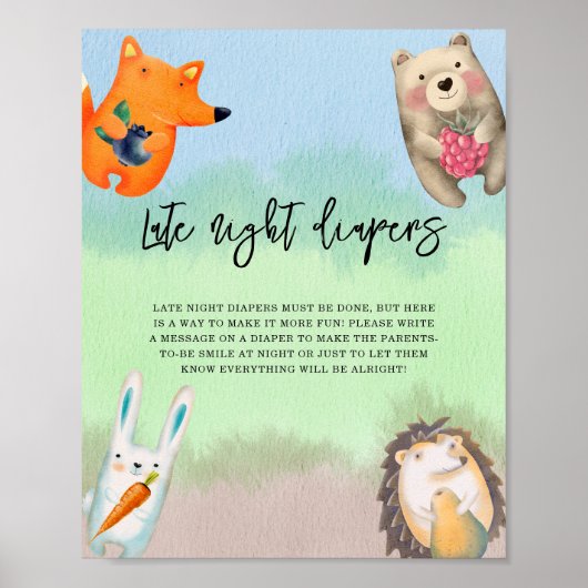 Poster Animaux des bois - Couches de nuit (Devant)