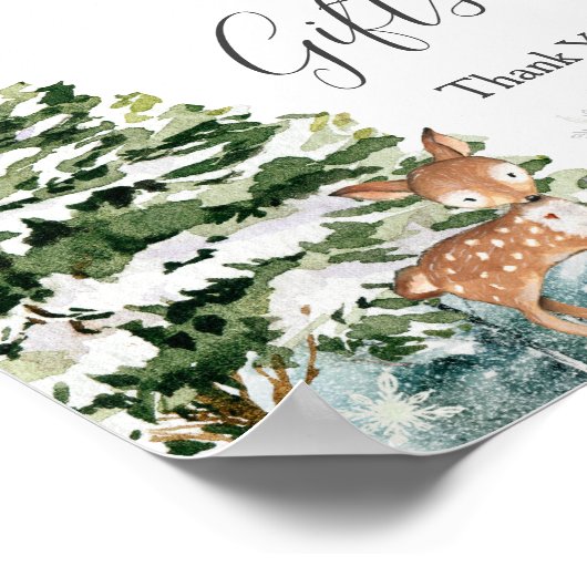 Poster Animaux d'hiver Flammes de neige en forêt Cartes e (Coin)